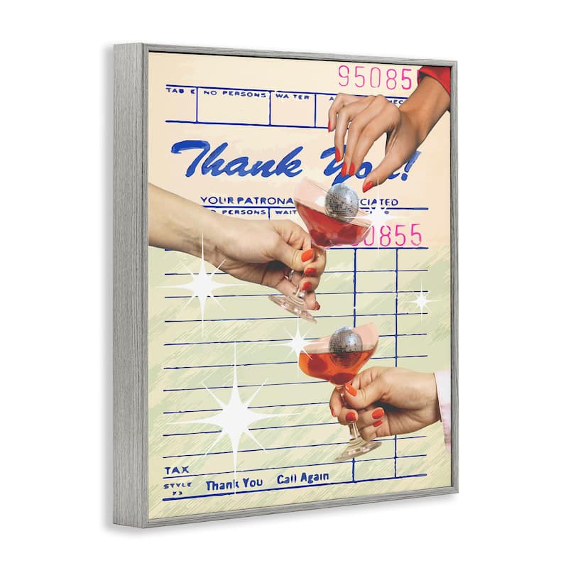 Stupell Drink Cheers Restaurant Check Framed Giclee Art Design By Lil' Rue