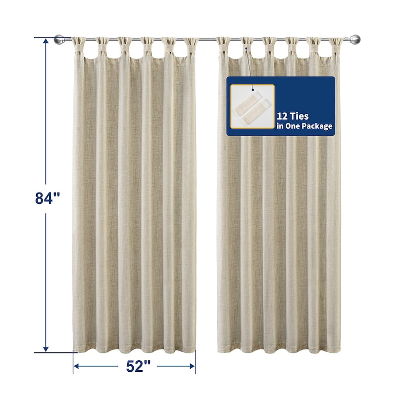 DriftAway Twist Tab Linen Textured Lined Blackout Solid Curtains 2 Panels