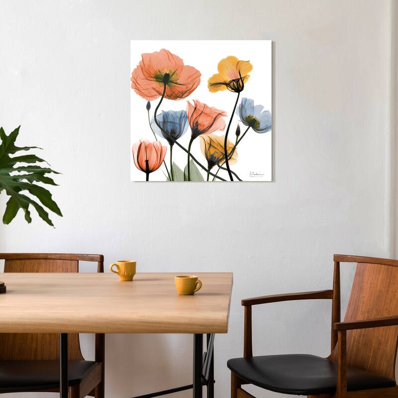 "Flowers and Ferns" Frameless Free Floating Tempered Glass Panel Graphic Wall Art