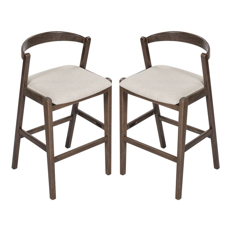 Roomfitters Balmain Indoor Rubberwood Barstools with Cushioned Seat, Set of 2 - Set of 2