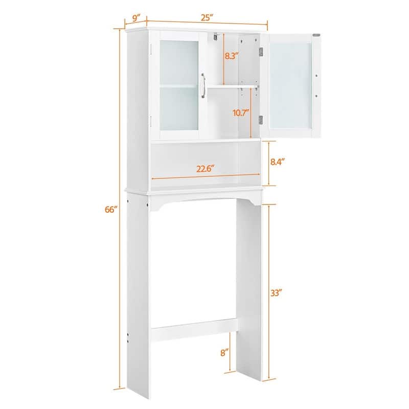 Over The Toilet Storage Cabinet - 9"D x 25"W x 66"H