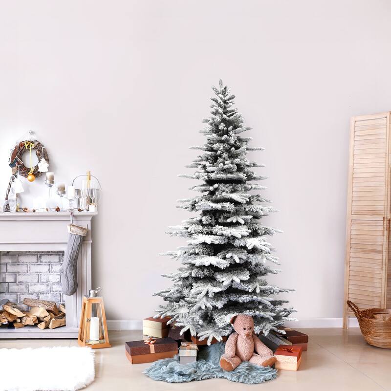 Fraser Hill Farm 6.5-Ft. Flocked Mountain Pine Christmas Tree - 6.5 Foot