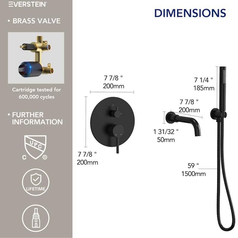 Wall-Mount Tub and Handheld Shower Faucet Set