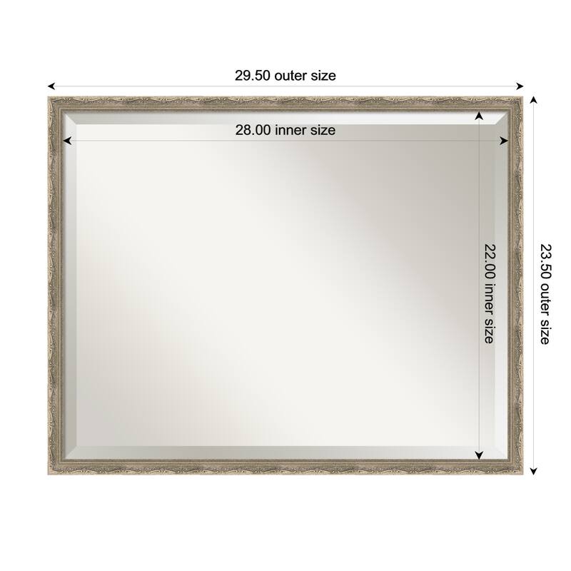 Mila Beveled Wood Framed Bathroom Vanity Wall Mirror - 30 x 24 in - Mila Dark Silver