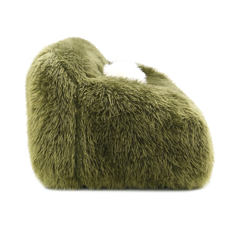 Furniture of America Cynra Modern 2-Piece Faux Fur Sofa Set with Ball Pillows