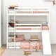 preview thumbnail 3 of 4, White Twin Pine Wood Triple Bunk Bed with Built-in Ladders, Slide, and Adjustable Configuration