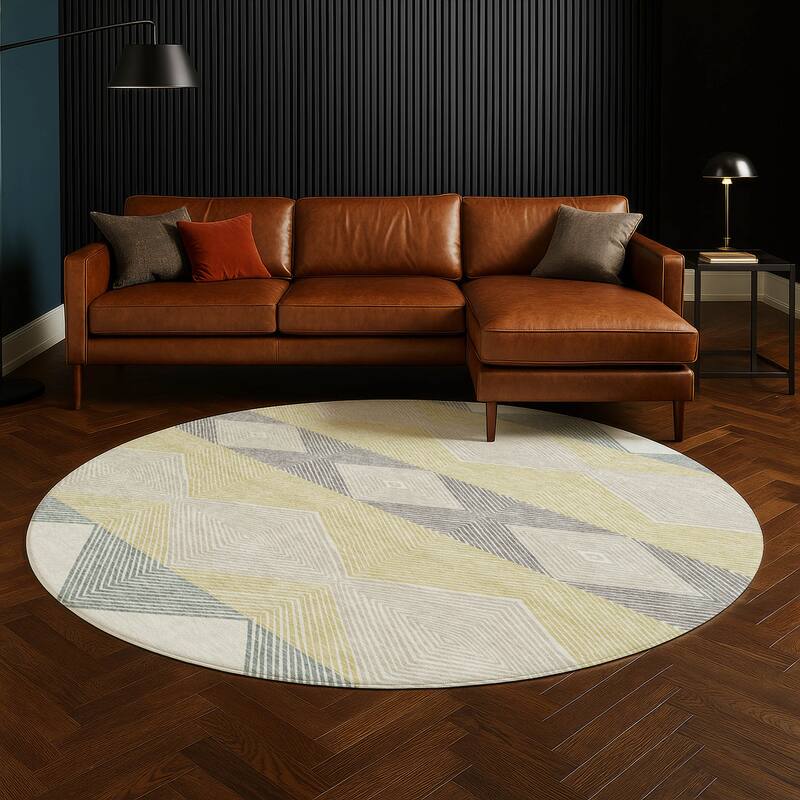 Machine Washable Indoor/ Outdoor Modern Mission Chantille Rug