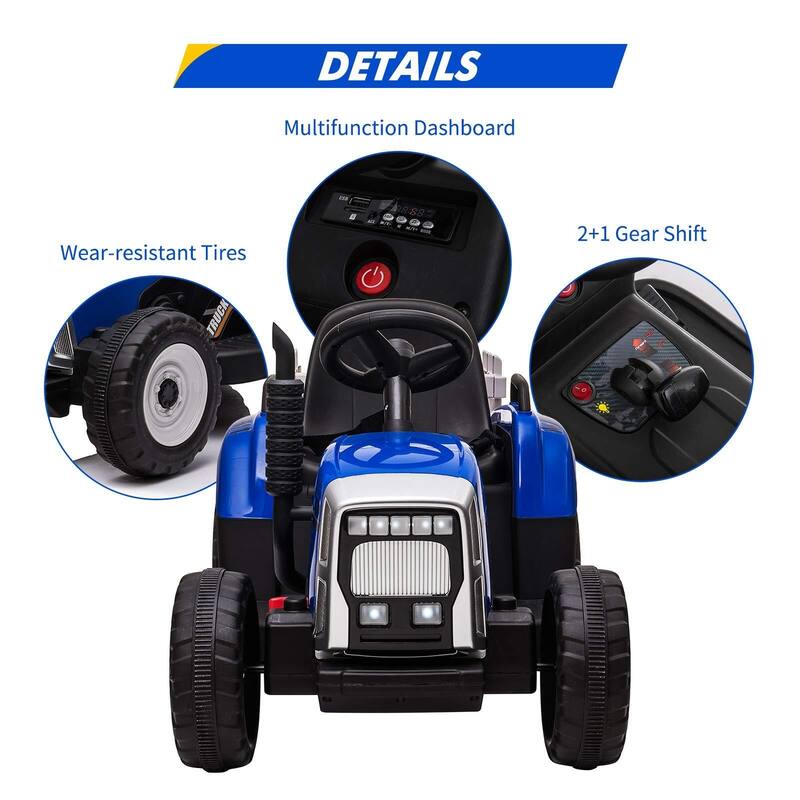 Kids Battery Powered Electric Tractor with Parent Remote Control & Trailer
