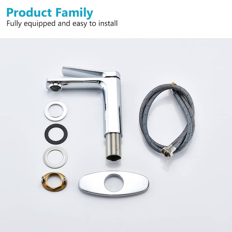 BATHLET Vessel Sink Faucet with Deck Plate, Bathroom Faucet