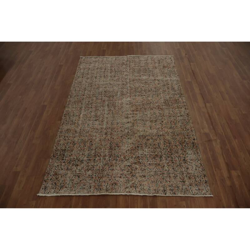 Hand Knotted Oriental 100% Wool Carpet Transitional All-Over Oranges & Rust Anatolian Area Rug - 8' 1'' X 5' 2''