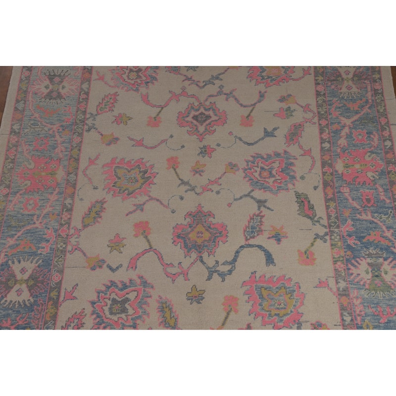 Hand Knotted Oriental 100% Wool Carpet Transitional All-Over Beige & Ivories Oushak Area Rug - 10' 7'' X 8' 4''