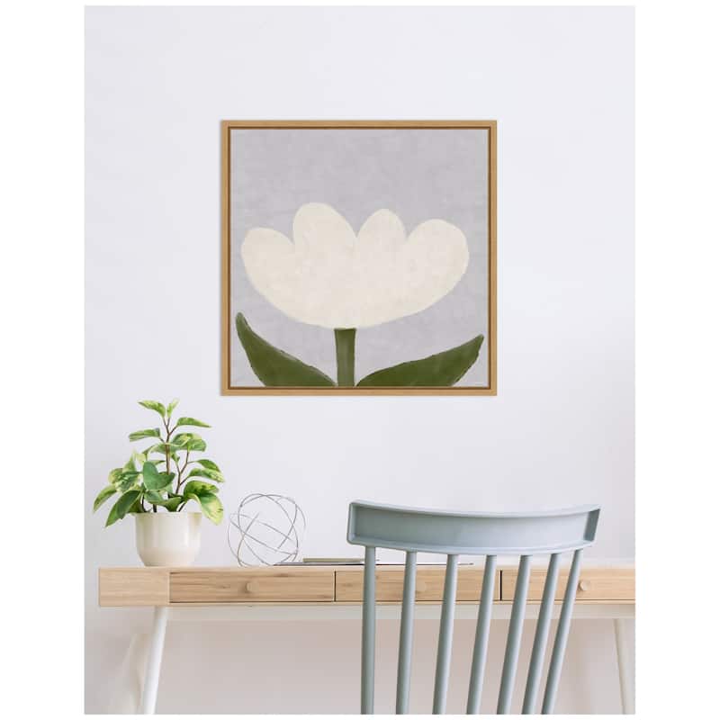 Kate and Laurel White Tulip by Gabrielly Guedes Framed Canvas Wall Art Print