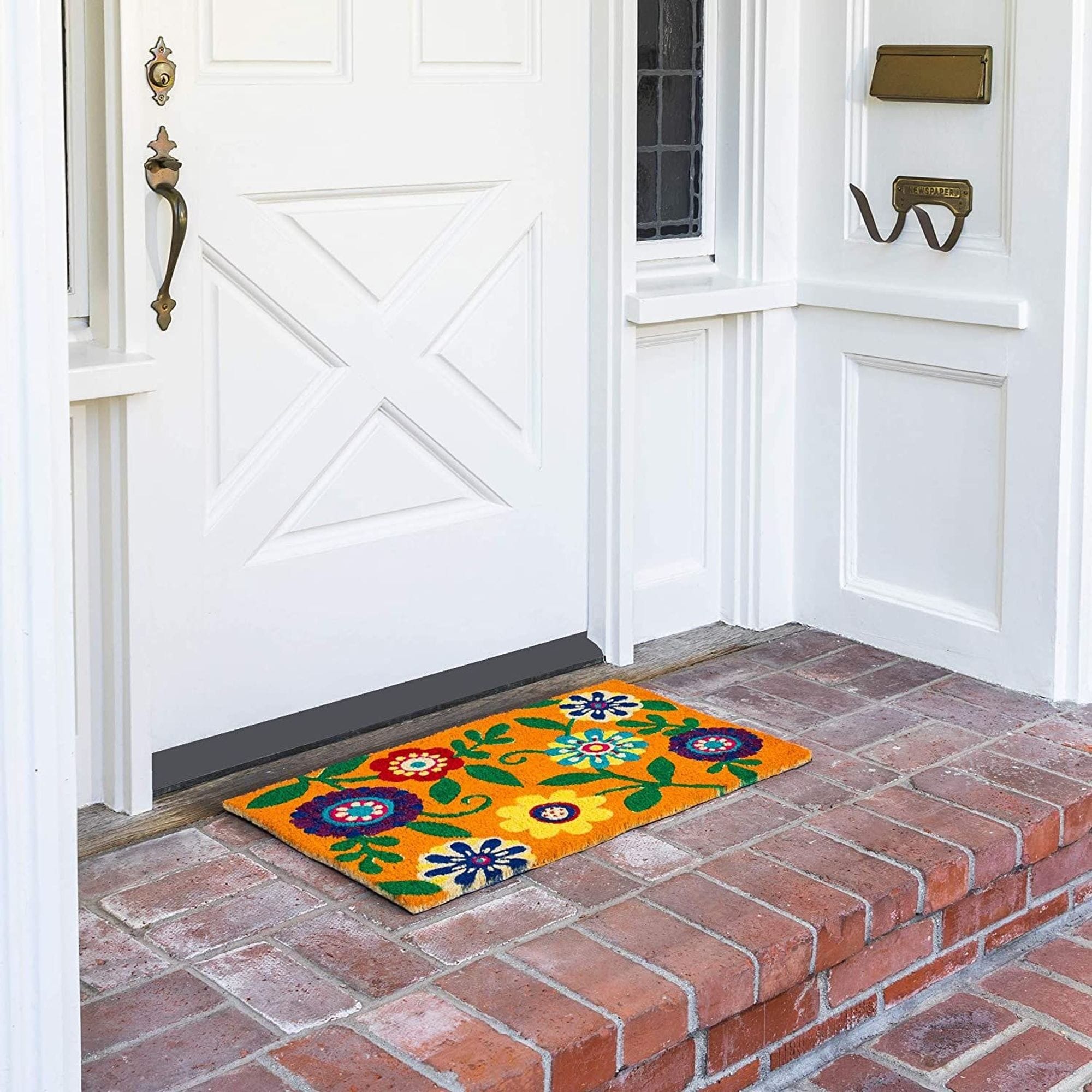 Welcome Door Mat, Non-slip Floral Front Door, Outdoor Indoor
