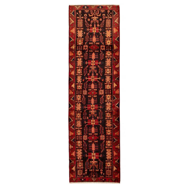 Andelz Navy, Red Rug 3'10" x 13'4" - 3'10 x 13'4 - Dark Navy/ Red - 3'10 x 13'4