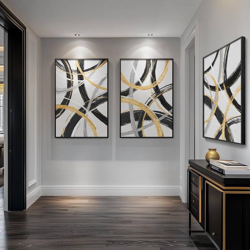 Black & White Abstract Wall Art, 3 Piece Canvas Art Prints