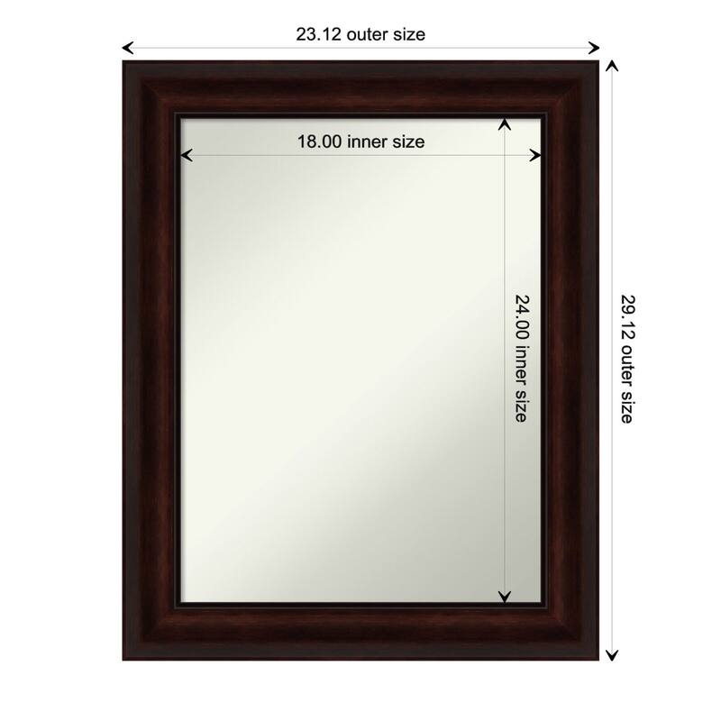 Non-Beveled Bathroom Wall Mirror - Coffee Bean Brown Frame - 23 x 29 in - Coffee Bean Brown