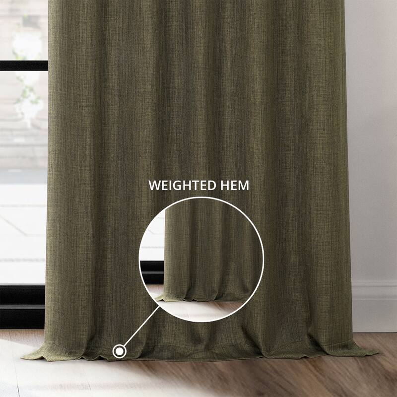Exclusive Fabrics Textured Faux Linen Room Darkening Curtains for Bedroom & Living Room Curtains (1 Panel)