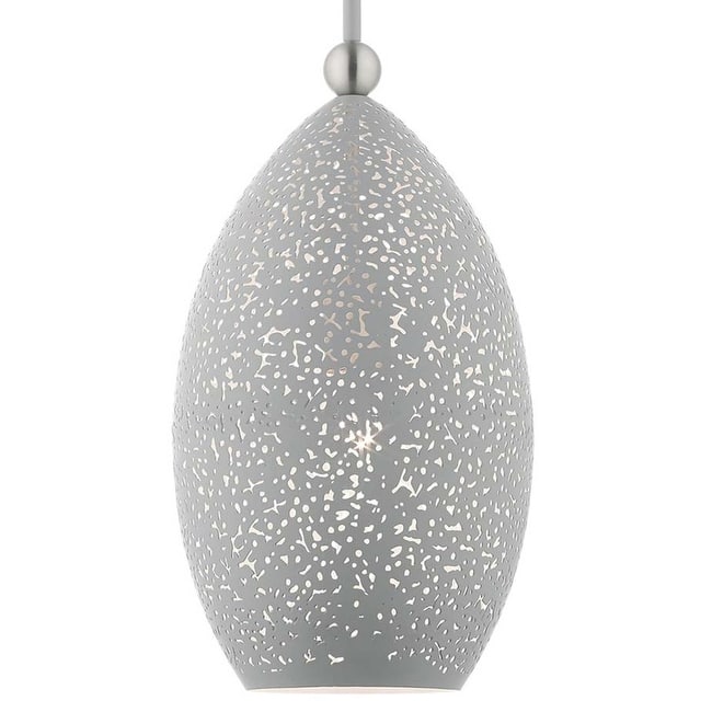 Livex Lighting Charlton Single Light 9" Wide Mini Pendant - Nordic Gray with Brushed Nickel Accents