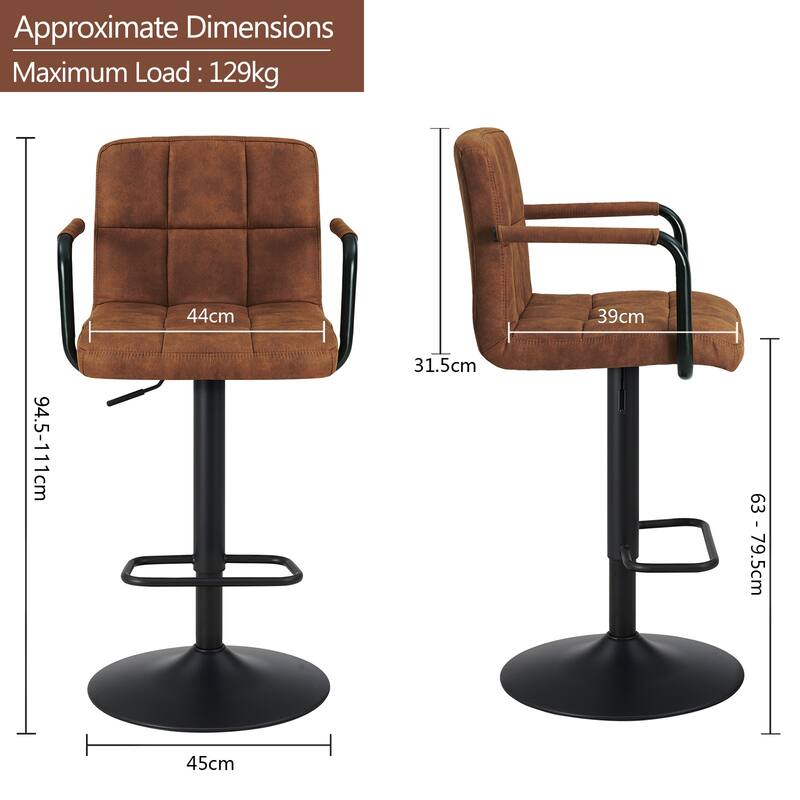 Swivel Adjustable Height with Armrest Bar Stools