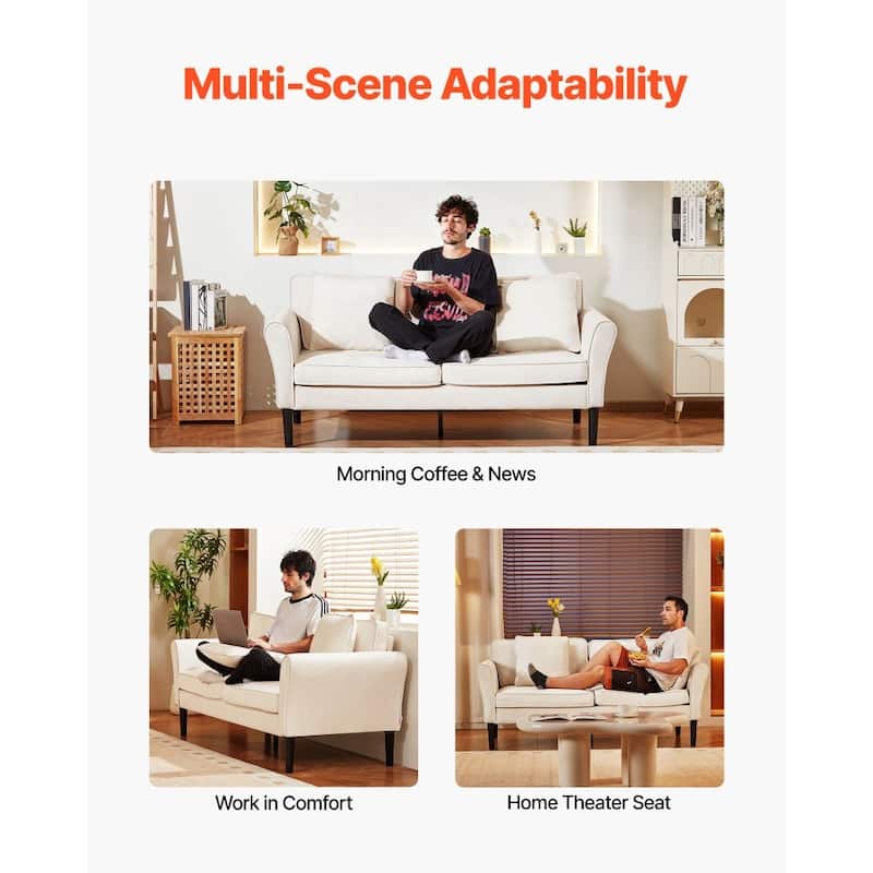 Two-Seater Velvet Loveseat Sofa with Soft High-Density Cushions for Living Room or Hallway - 69.3” x 29.5” x 31.5”