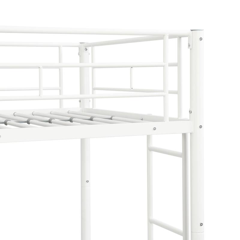 White Metal Bunk Bed with Sturdy Steel Frame, Twin over Twin Design, Easy Assembly, No Box Spring Needed