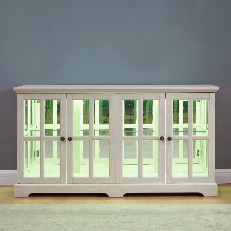 LED Curio Display Cabinet Antique Display Cabinet with Glass Doors