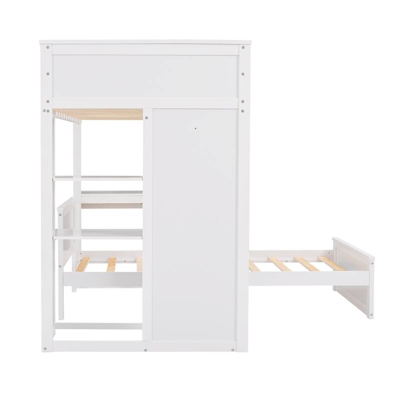 Pine Loft Bed with Stand-alone Bed and Storage
