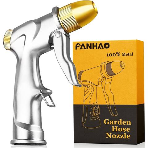 FANHAO Upgrade Garden Hose Nozzle Sprayer - 4 Spraying Modes - Silver - 4.33 x 8.07 x 1.65 inches