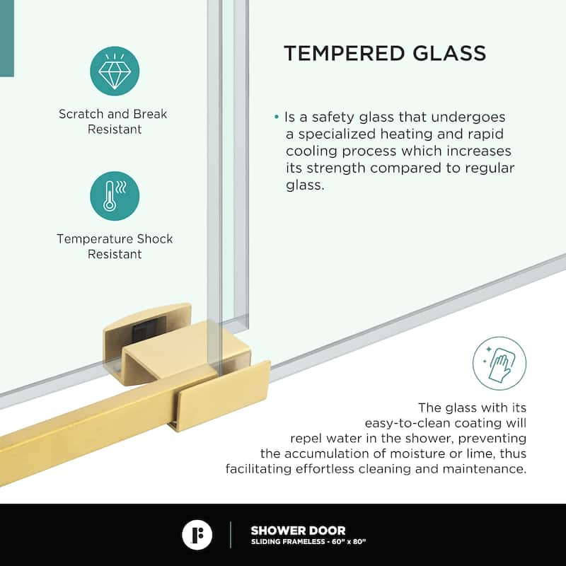 Fine Fixtures Frameless Clear Sliding Bathroom Shower Door