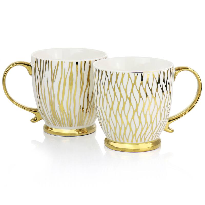 Gibson Home Gold Finch 4 Piece 16.7oz Electroplated Mug Set