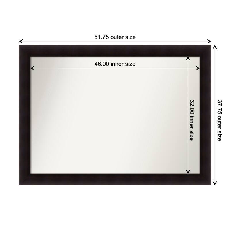 Portico Espresso Framed Non-Beveled Custom Wall Mirror, Bathroom Vanity Mirror