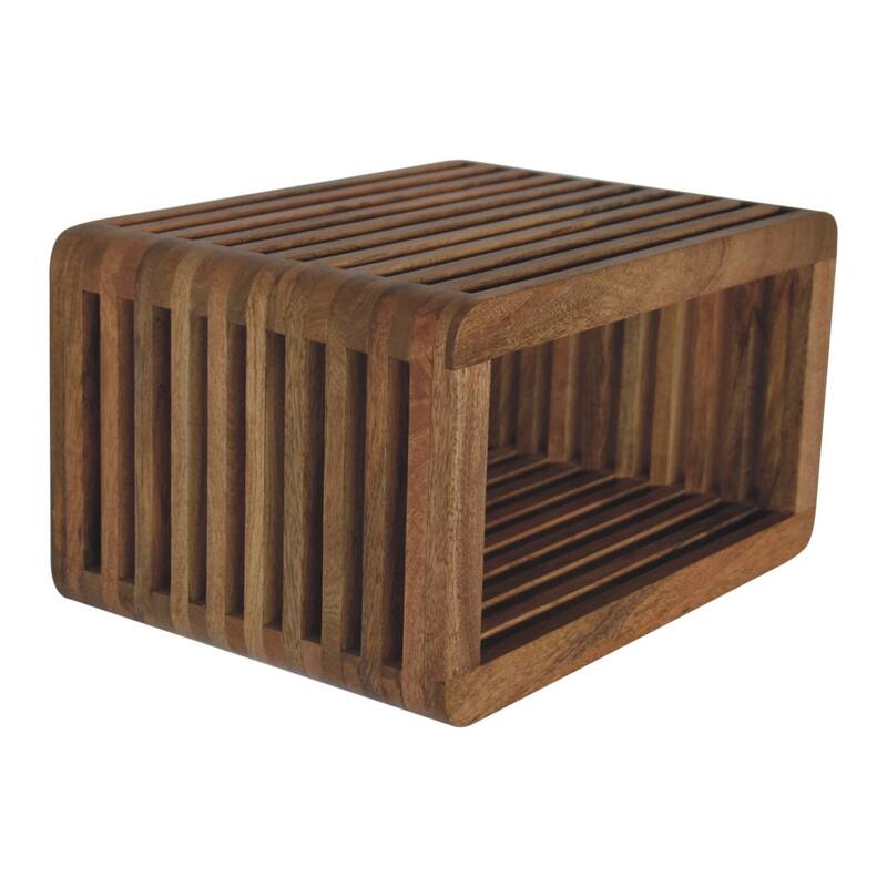 HomeRoots 18" Brown Solid Wood Carved Geometric Floating Nightstand