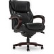 preview thumbnail 1 of 29, La-Z-Boy Bellamy Executive Leather Office Chair with Memory Foam Cushions, Solid Wood Arms and Base, Waterfall Seat Edge Black