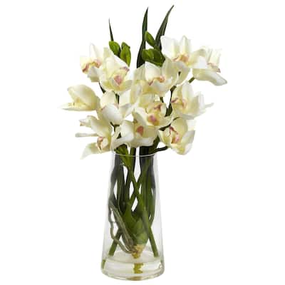 Artificial Orchid Plant with Vase Home Decor Flowers Arrangement Realistic Faux Orchid Bonsai for Table - 1.58ft.