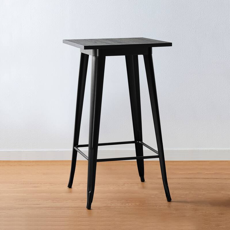Glitzhome 41"H Industrial Modern Square Wood Top Bar Height Pub Tables