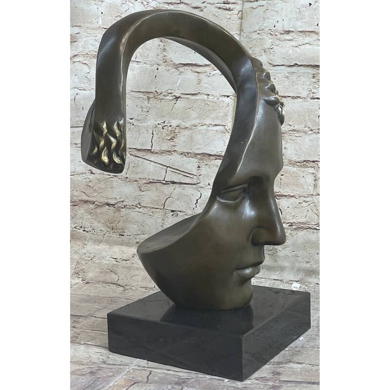 Abstract Metal Face Art Sculpture Bronze By Salvador Dali Home Decoration