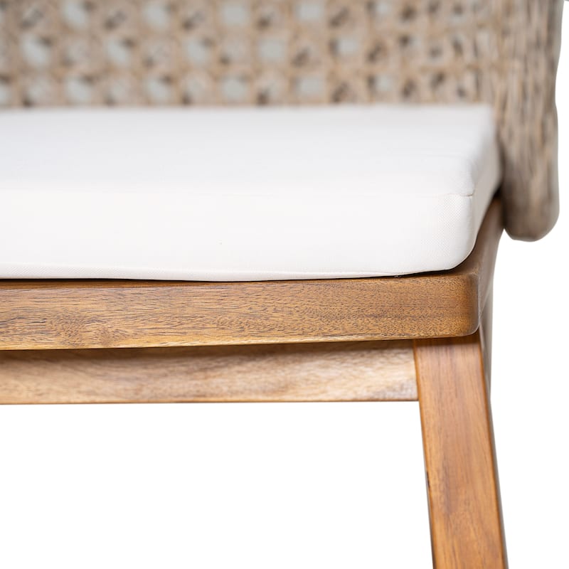 Christopher Knight Home - Solterra Outdoor Acacia Wood 3-Piece Conversation Set with Wicker Chairs and Cushions