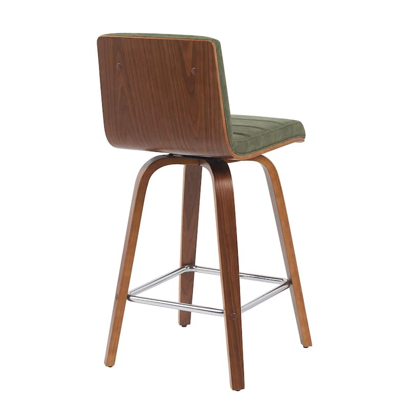 Skara Mid-Century Swivel Counter Stool, Upholstered Counter Height Chair with Bentwood Legs