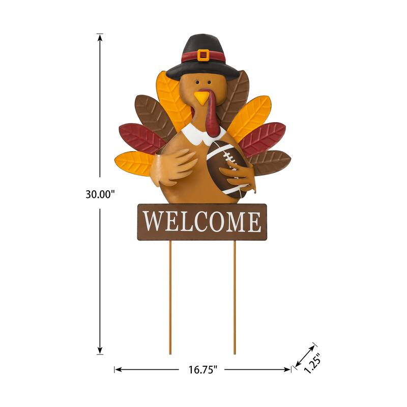 Glitzhome Fall Harvest Metal Yard Stake Hanging Decor for Thanksgiving (2-3 Functions)