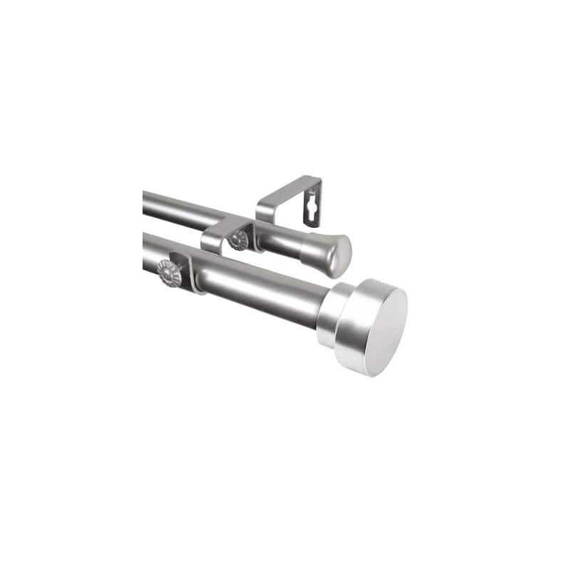 Double Curtain Rod 1" Adjustable 120-170" Satin Nickel Stylish Decor - M