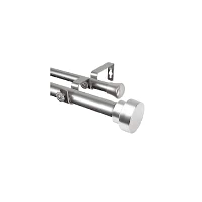 Double Curtain Rod 1" Adjustable 120-170" Satin Nickel Stylish Decor - M