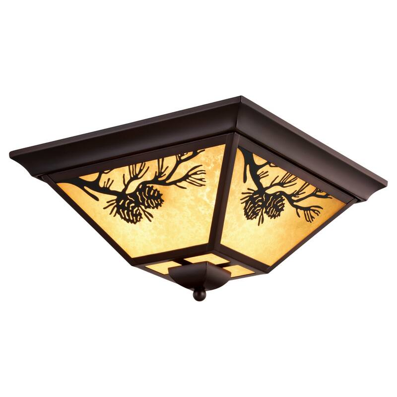 Bellevue VXCF69814 Frontier 14" Wide 3 Light Outdoor Flush Mount Pine - Warm Bronze
