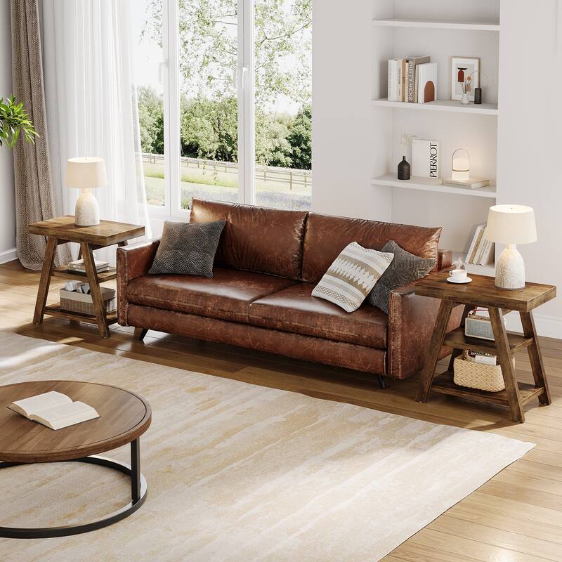 End Table with Storage, Wooden Side Table, Bedside Table for Living Room, Bedroom Small Spaces