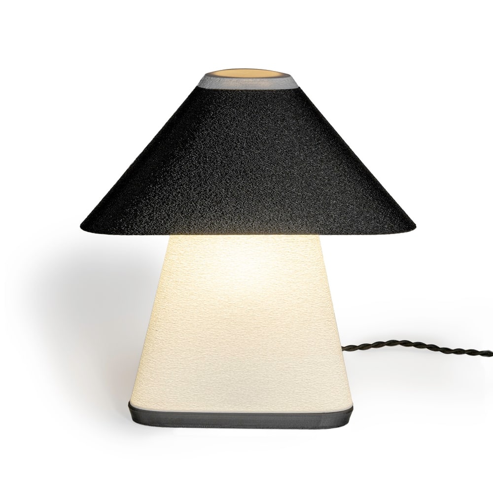 Opal 11.63" Modern Contemporary Plant-Based PLA 3D Printed Dimmable LED Table Lamp, White/Black, by JONATHAN Y