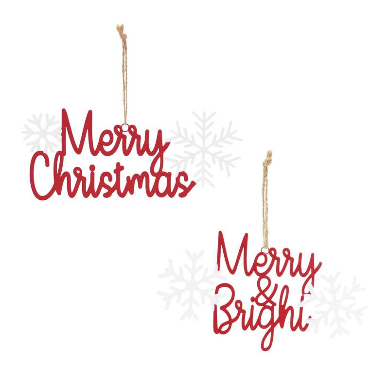 Christmas Sentiment Ornaments - 8" - Red and White - Club Pack of 12