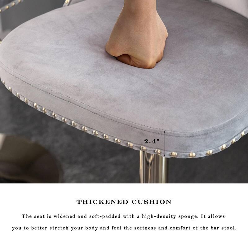 Velvet Upholstered Nailheads Tufted Swivel Bar Stools (Set of 6)