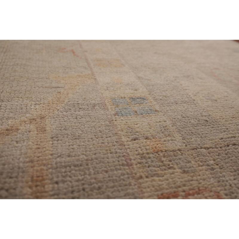 Vegetable Dye Oushak Area Rug Handmade Beige Wool Carpet - 8'11" x 12'0"