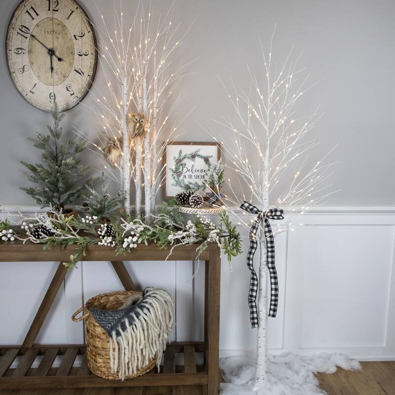4' LED Lighted White Birch Christmas Twig Tree - Warm White Lights