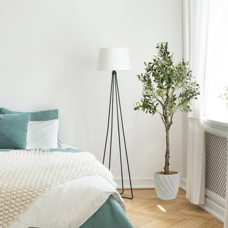 American Art Decor Artificial Faux Tree in White Tapered Ceramic Pot