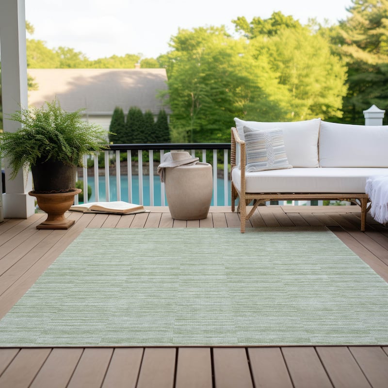 Machine Washable Indoor/ Outdoor Chantille Contemporary Blocks Rug